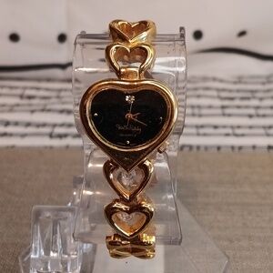 Diane Von Furstenberg Heart Shape Gold Wrist Watch Vintage